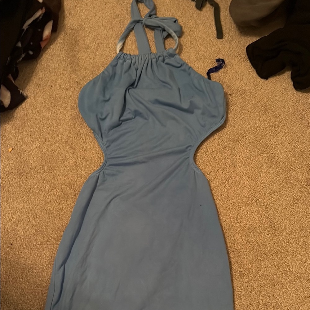 Elegant Blue Halter Dress